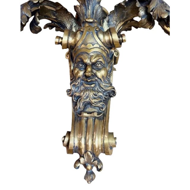 Mid 19th Century Bronze Sconces With Bacchus Masks - a Pair For Sale - Image 4 of 10