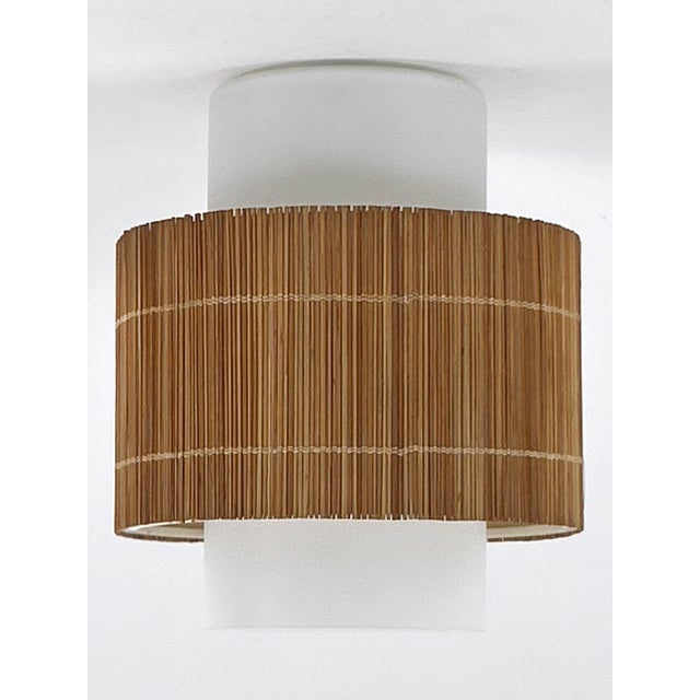 Mid-Century Modern Flush Mount in Aluminum, Glass, and Wood, Germany, 1960s For Sale - Image 4 of 18