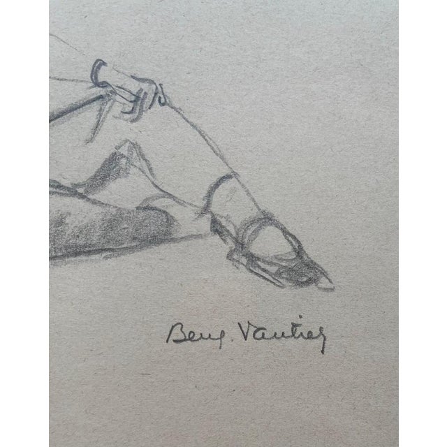 Benjamin II Vautier, Posing Lady, Graphite on Paper For Sale - Image 3 of 11