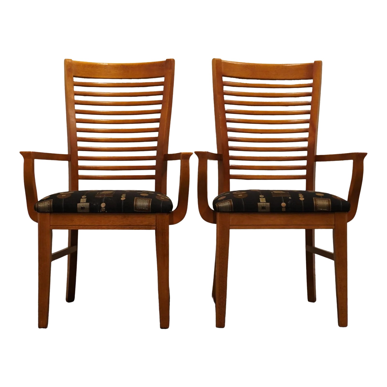 Set of 2 Bassett Furniture Cherry Contemporary Mission Style Dining Arm