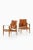 Pair of safari easy chairs in ash, brass and leather by kaare klint, 1950's additional information: material: ash, brass...