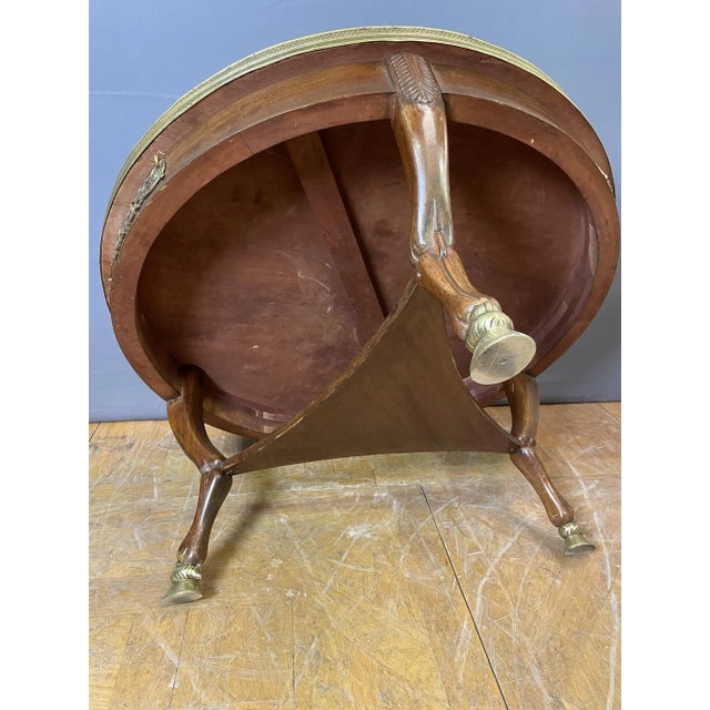 Wood Empire Style Tripod Coffee Table in Mahogany and Marble, 1945 For Sale - Image 7 of 10