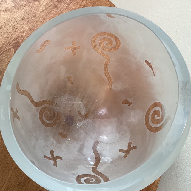 Glass Vintage Frosted Modern Robert McCandless Etched Art Glass Bowl For Sale - Image 7 of 12