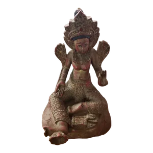 Mid 20th Century Tibetan Buddhist Lacquered Wood Tara Statue
