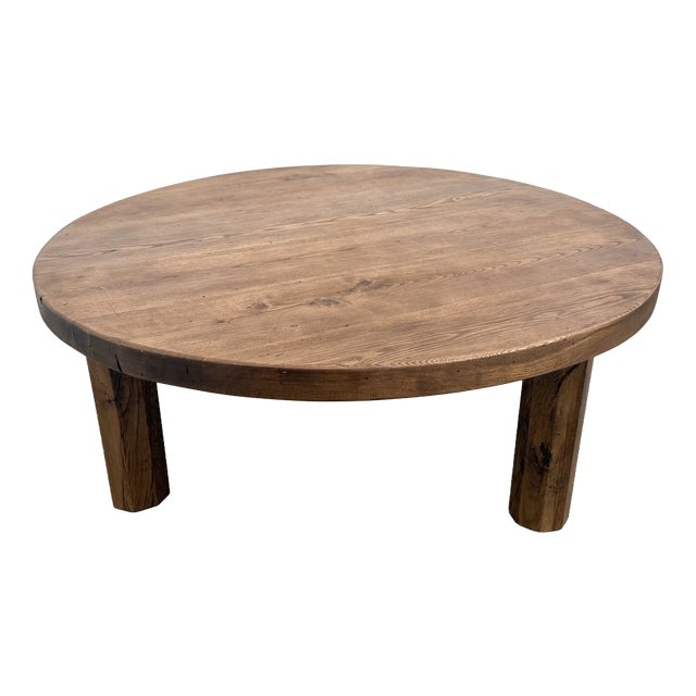 Round Coffee Table in Oak with Octagonal Legs, France, 1950s For Sale