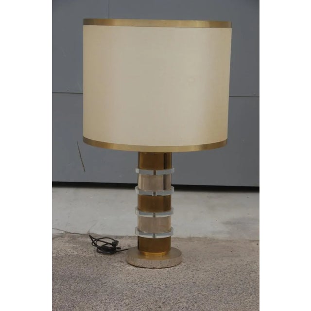 Metal Vintage Metal and Acrylic Glass Table Lamp, 1970s For Sale - Image 7 of 9
