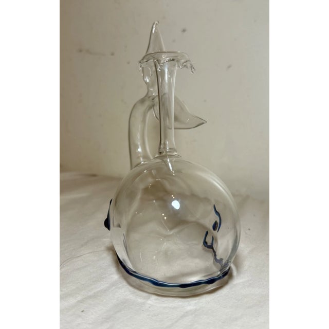 Transparent Vintage Murano Hand Blown Glass Whale Fish Liquor Wine Decanter Bottle Sculpture For Sale - Image 8 of 11