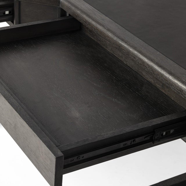 Contemporary Four Hands Claude Desk - Distressed Black Oak Veneer For Sale - Image 3 of 12