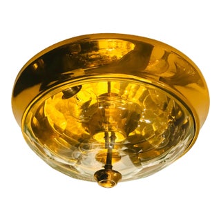 Golden Oscar Torlasco Lumi Crystal 1970s Italian Flush Ceiling Light For Sale