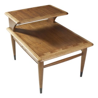1950s Single Lane Acclaim Walnut Two-Tier Side Table by Andre Bus For Sale