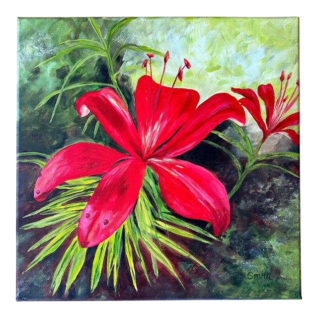Nancy Smith Signed Original Acrylic Botanical "Norma's Flower" For Sale