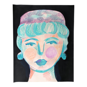 CL Auker Contemporary Original Painting “The Stewardess” Mixed Media on Paper