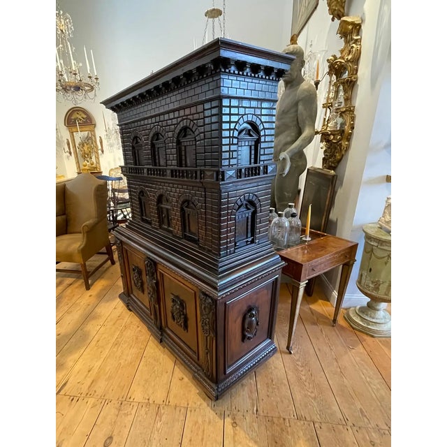 Italian Renaissance Walnut Collector's Cabinet or Vargueno For Sale - Image 4 of 12