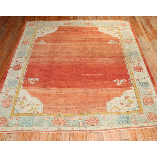 Red Early 20th Century Antique Zabihi Collection Turkish Oushak Square Rug - 8'10" x 10' For Sale - Image 8 of 10