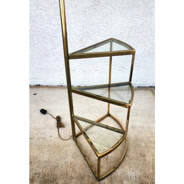 Vintage MCM Floor Lamp Table 3 Tier Step Brass & Glass For Sale In Miami - Image 6 of 14