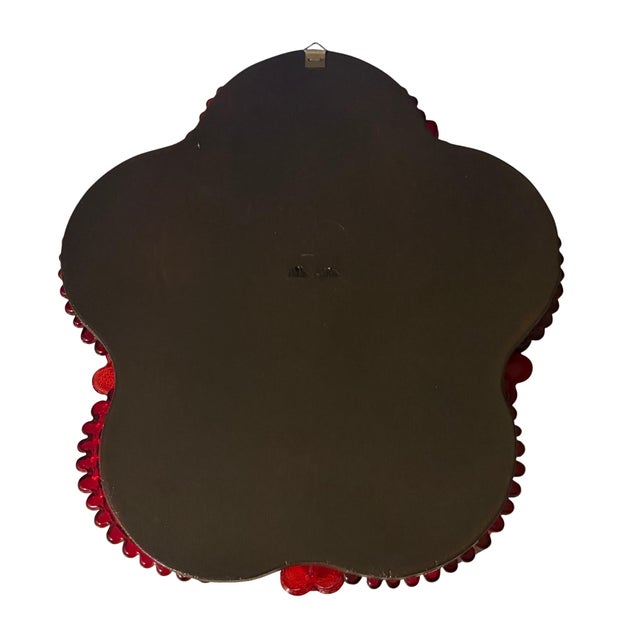 Mid-Century Modern Vintage Red Floral Venetian Murano Glass Table Mirror For Sale - Image 3 of 10