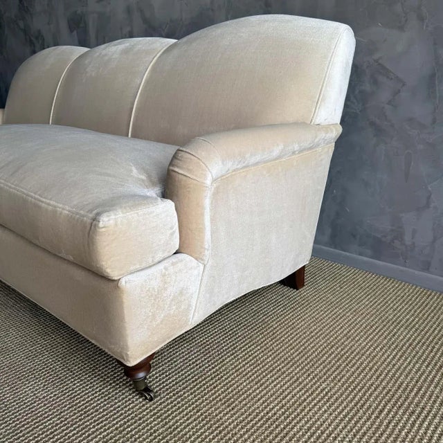 Custom Made Modern English Arm Sofa in Performance Linen Velvet For Sale - Image 11 of 11