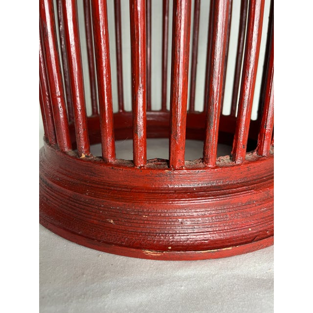 2000 - 2009 Indonesian Lacquered Wood & Bamboo Table With Added Glass Top For Sale - Image 5 of 8