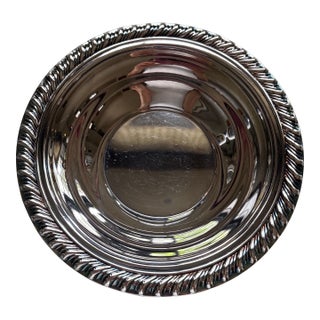 Vintage 6.5" Silver Plate Bowl W/ Rope Rim Edge For Sale