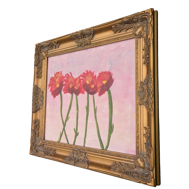 Late 20th Century Original Botanical Flower Framed Painting For Sale - Image 5 of 10
