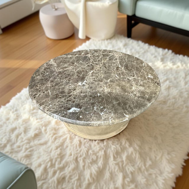 Stone Marble-Top Carved Drum Chest / Nightstand For Sale - Image 7 of 11