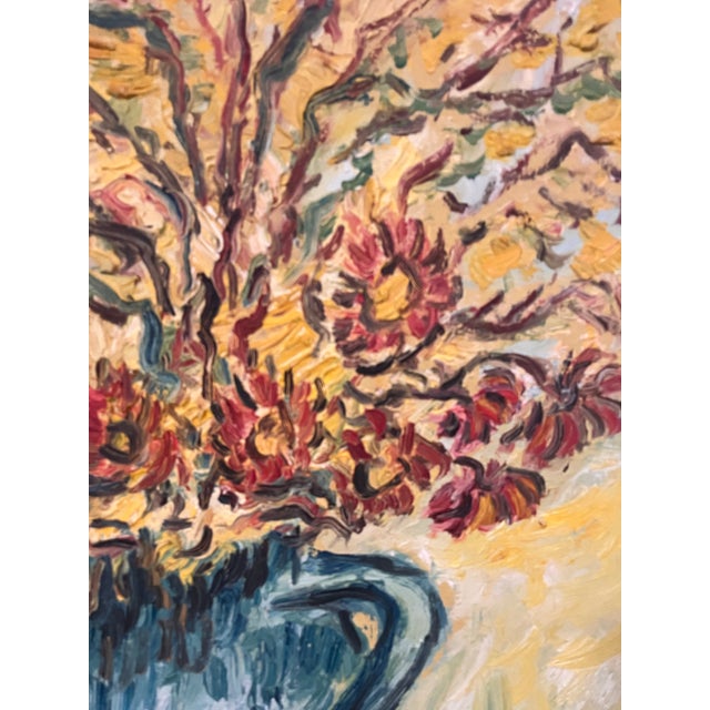 Lydia Wilk Original Oil Painting Floral Still Life Signed Vintage Ornate Frame, in the Style of Van Gogh, Signed 1977 Mid Century For Sale In Washington DC - Image 6 of 8