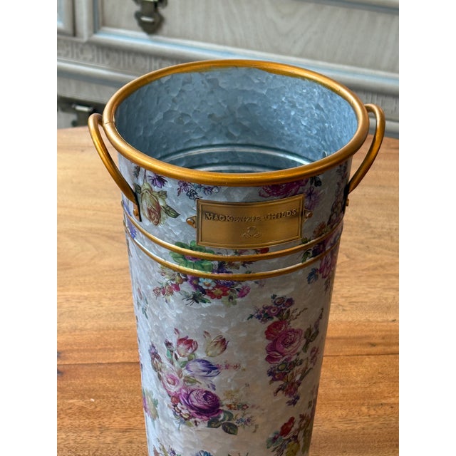Metal Mackenzie Childs Galvanized Metal Flower Market Vase For Sale - Image 7 of 12