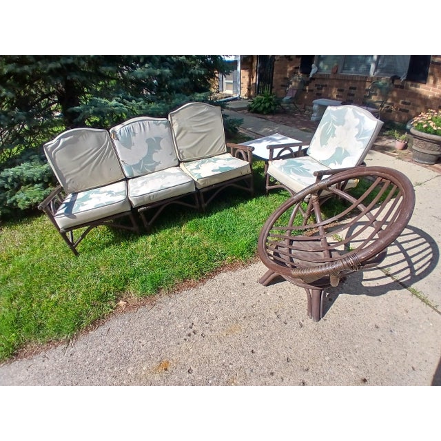 Vintage 1970s 4 Pc Bamboo Patio Set For Sale - Image 6 of 8