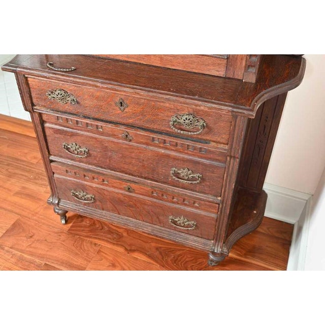 Brown Late 19th Century Victorian Renaissance Revival Carved Drop-Front Secretary Desk For Sale - Image 8 of 18