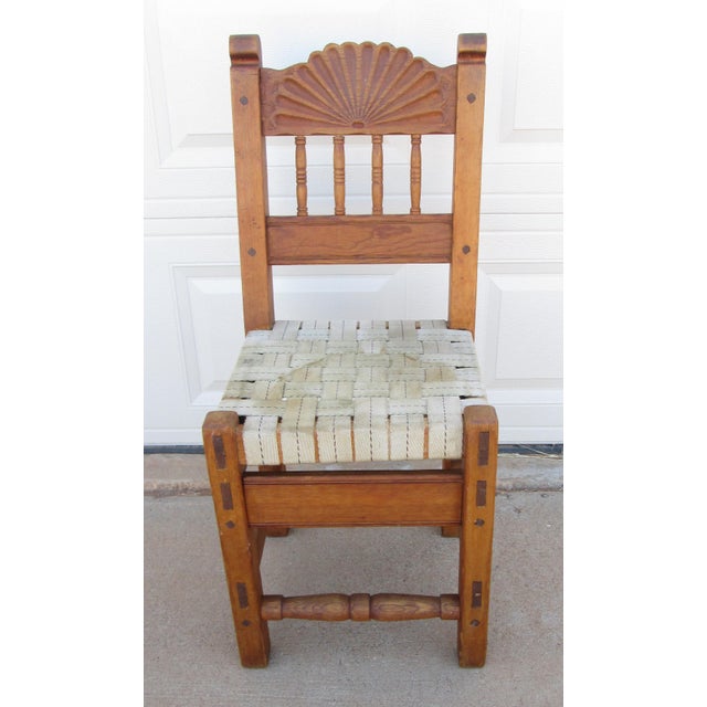 Brown Early 20th Century New Mexico Handmade Wpa Spanish Colonial Revival Pine Chair For Sale - Image 8 of 17