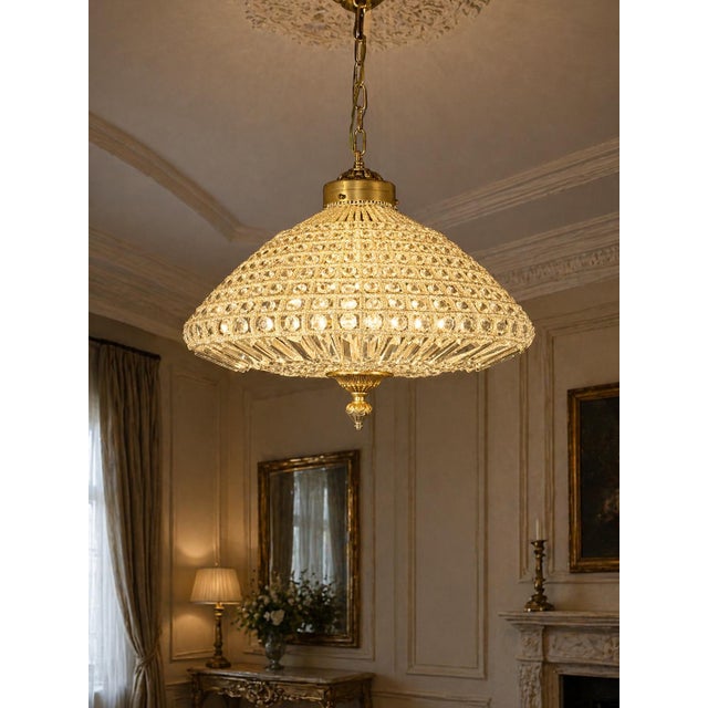 1960 French Artisan Gold Bronze Crystal Chandelier For Sale - Image 15 of 15