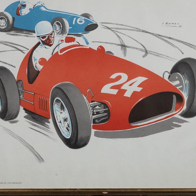 1980s Vintage 20th Century Framed 1956 Monaco Grand Prix Poster by Jean Ramel, 1985 For Sale - Image 5 of 15