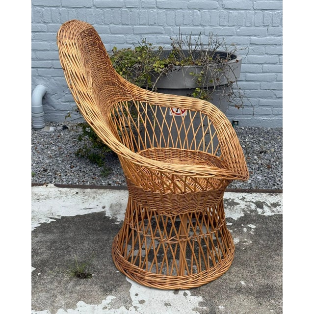 Beige Vintage Wicker Armchair, 1950s For Sale - Image 8 of 15
