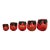 Musical Vintage Chinese Carved Wood Fish Temple Drums – Red & Gold Buddhist Wooden Fish, Graduated Set of 5 For Sale
