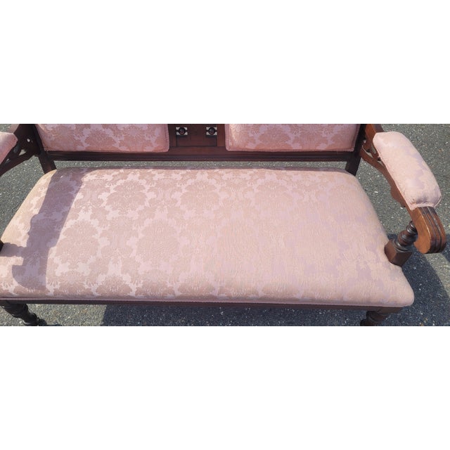 Late 19th Century Edwardian Style Victorian Era Carved Settee For Sale In Philadelphia - Image 6 of 11