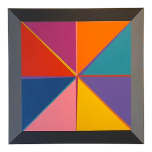 Colorful Abstract Geometric Acrylic Painting on Square Canvas