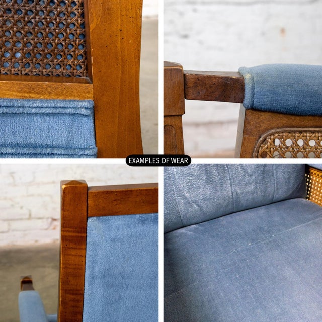 Mid to Late 20th Century Neoclassic Reclining Armchair Blue Chenille Fabric by Burris Industries For Sale - Image 14 of 18