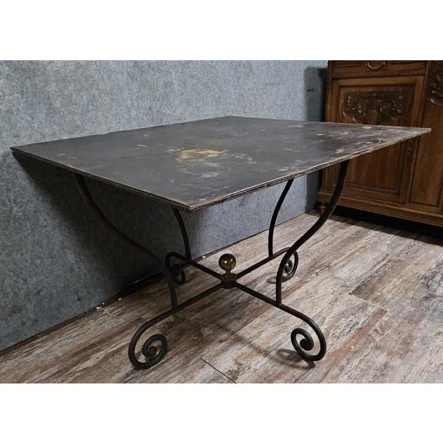 Wrought Iron Table with Sculptural Base For Sale - Image 3 of 8