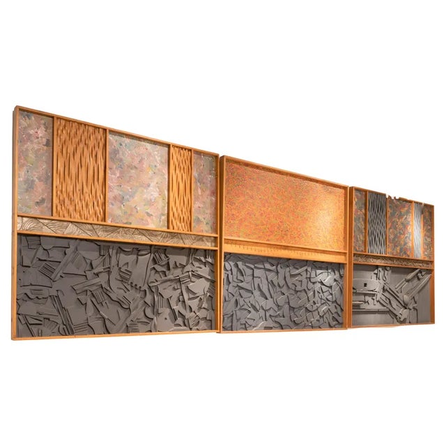 Italian Decorative Mixed Technique Triptych, 1987, Set of 3 For Sale - Image 13 of 13