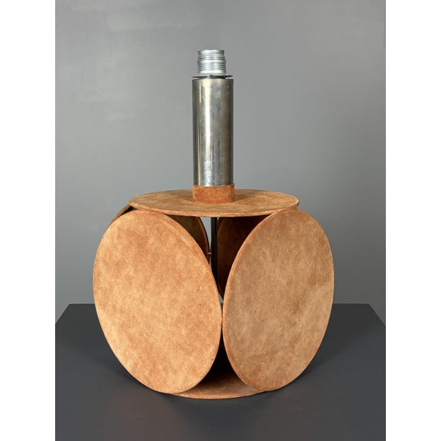 Animal Skin Mid-Century Terracotta Suede Table Lamp. 1970s For Sale - Image 7 of 13