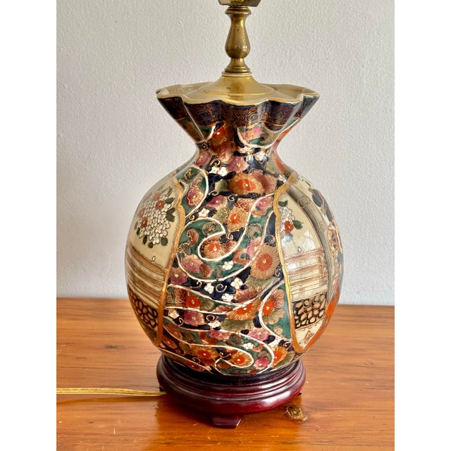 Textile 1970s Asian Vase Lamp With Shade For Sale - Image 7 of 12