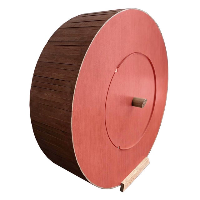 "Macina Rosso Pompeiano" wardrobe by Pietro Meccani, 1993. Storage unit with one door and internal shelves, made of oak...