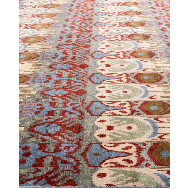 Solo Rugs Ikat, One-of-a-Kind Hand-Knotted Area Rug - Gray, 9' 2" x 12' 3" For Sale - Image 4 of 8