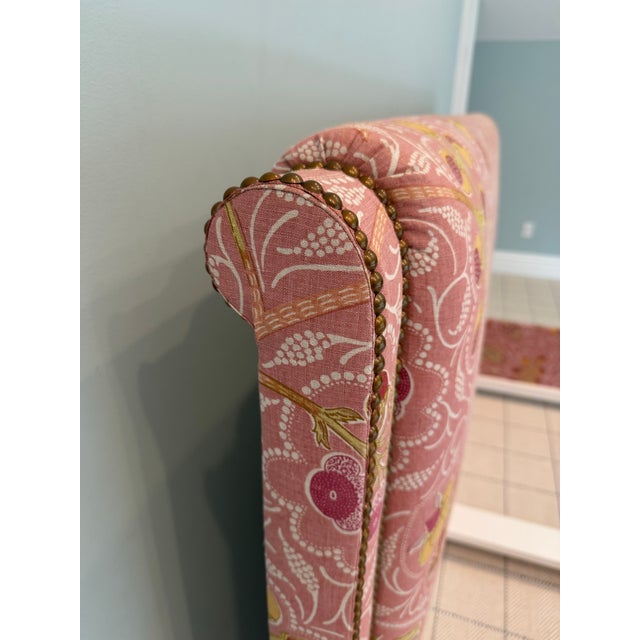 Raoul Textiles Indira Rouge King Size Bed Frame With Nailheads For Sale - Image 4 of 12