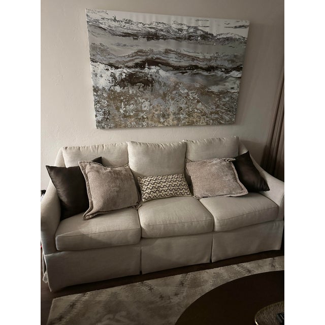 Beautiful Sherrill Furniture custom upholstered three-seat sofa, handcrafted in North Carolina and manufactured in...