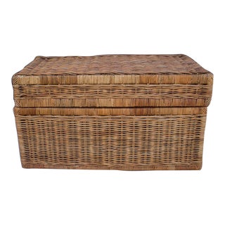 Pottery Barn Lidded Wicker Chest For Sale