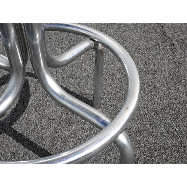 Set of Four Mid Century Modern Burgundy Barstools W Chrome Base Bar Stools For Sale - Image 11 of 13