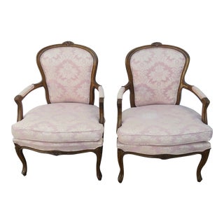 French Pair of Large Carved Side Living Bed Room Den Fireplace Chairs For Sale