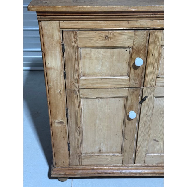 Wood Antique Pine Cupboard With Porcelain Knobs From England For Sale - Image 7 of 18