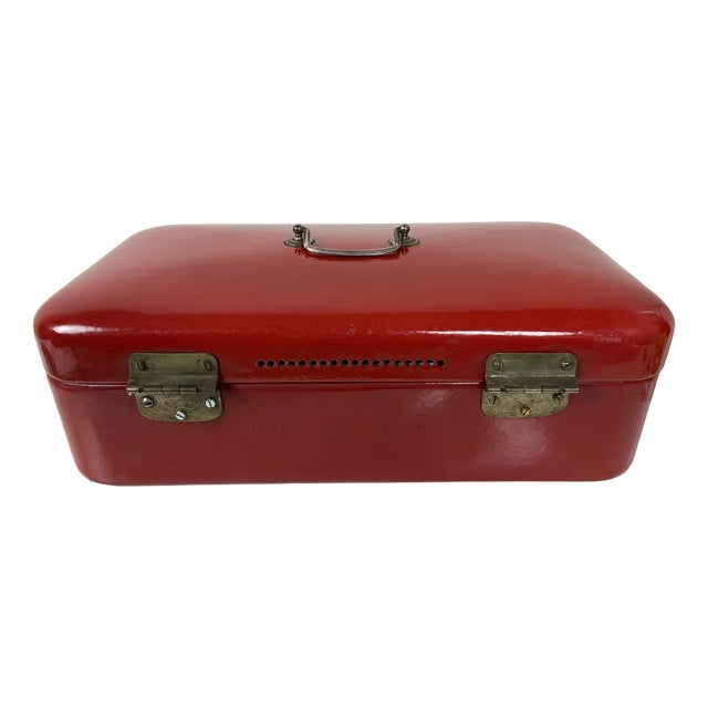 Bread Box in Enamelled Red, 1950s For Sale